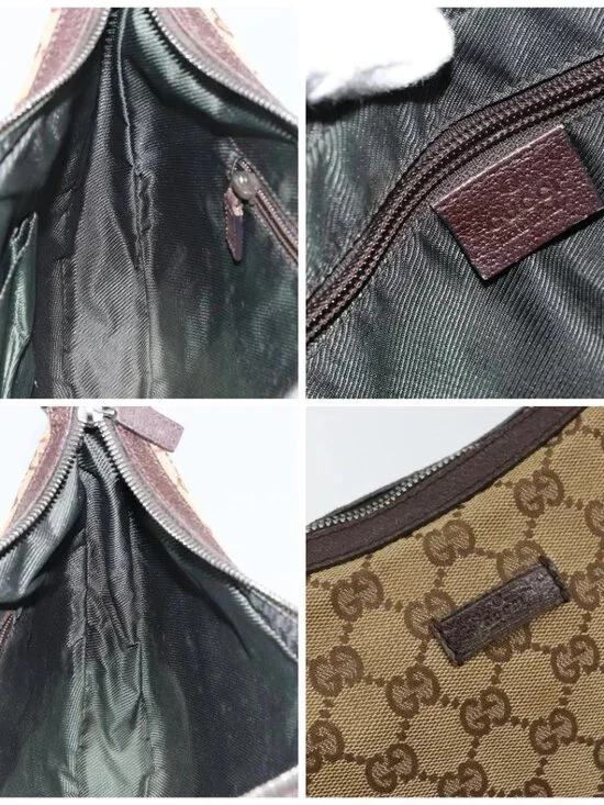 GUCCI GG Canvas Shoulder Bag Beige Silver 122790 Auth - Picture 16 of 16